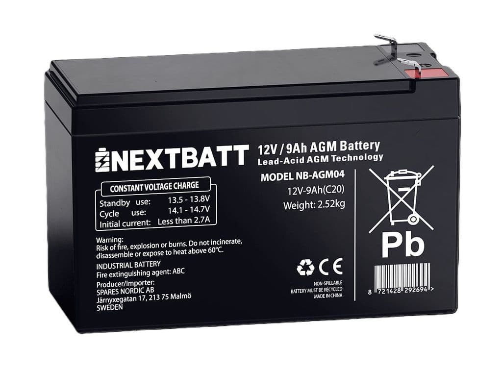 NEXTBATT AGM-batteri 12V 9Ah – 151x65x94 mm
