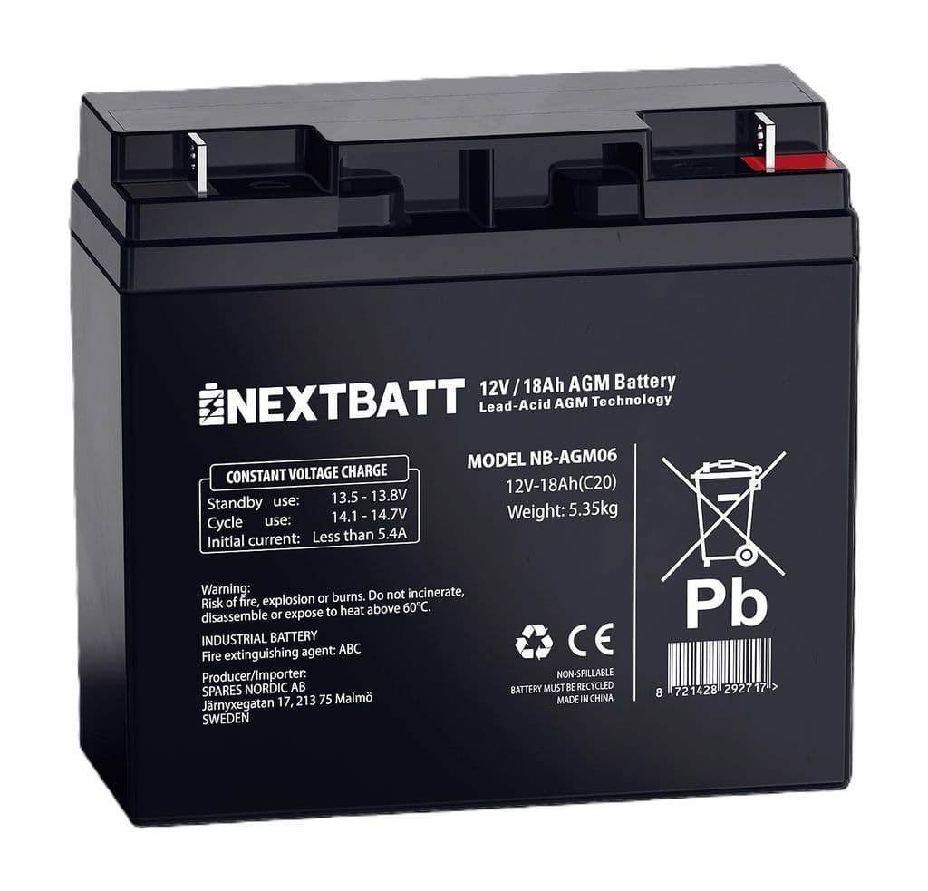 NEXTBATT AGM-batteri 12V 18Ah – 182x77x168 mm
