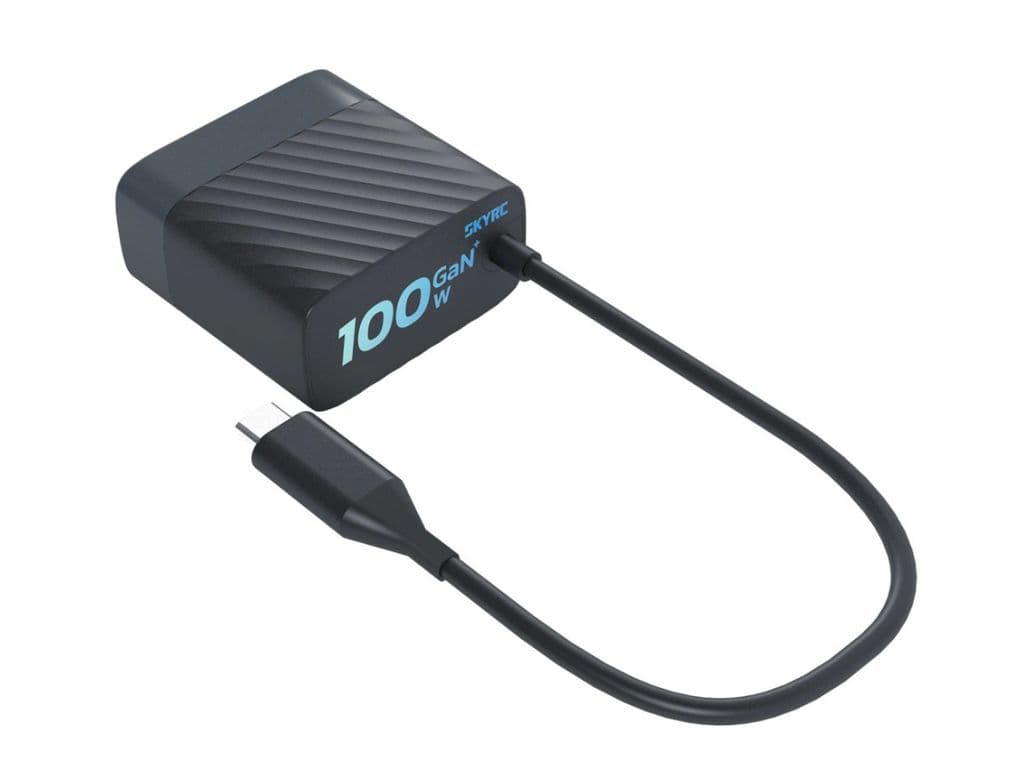 SkyRC PDC100W GaN USB-C PD-lader 100W med innebygd USB-C-kabel