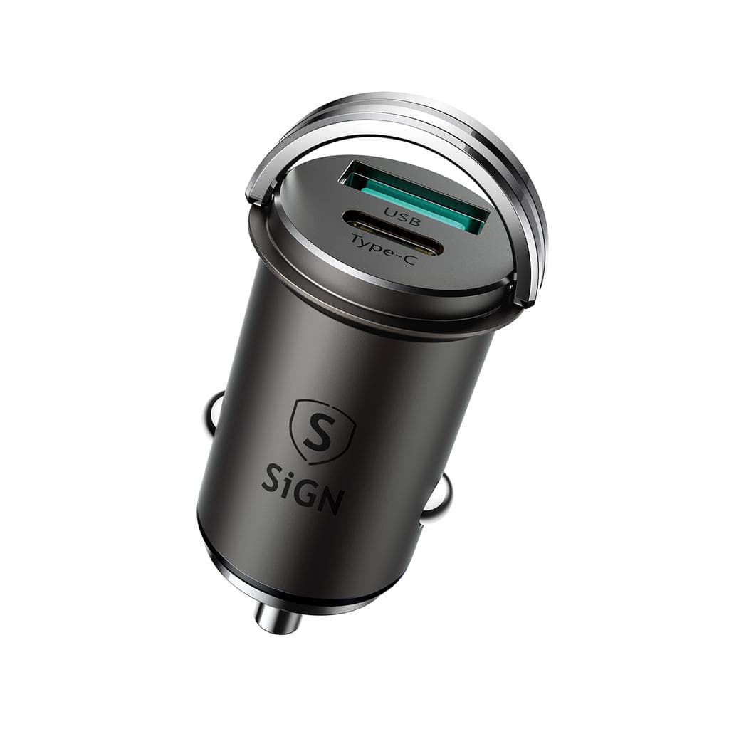 SiGN Mini Billader USB & USB-C, PD & Q.C3.0, 5A, 20W - Svart