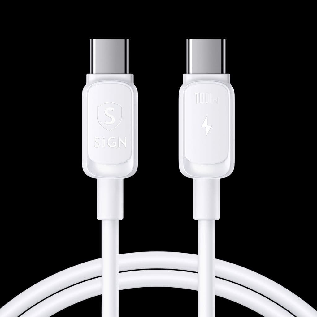 SiGN USB-C til USB-C-kabel 60W, 0,25m - Hvit