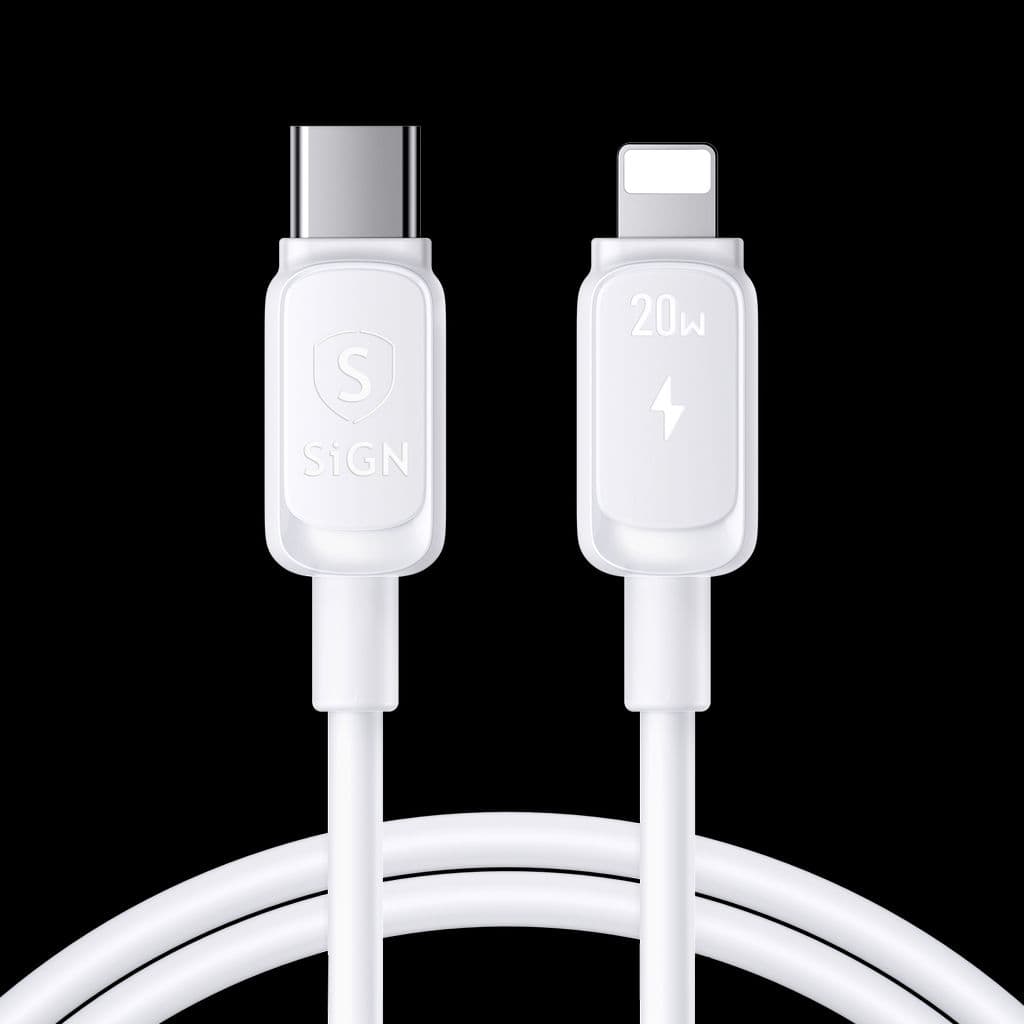 SiGN 2m USB-C til Lightning-kabel – 20W hurtiglading, hvit