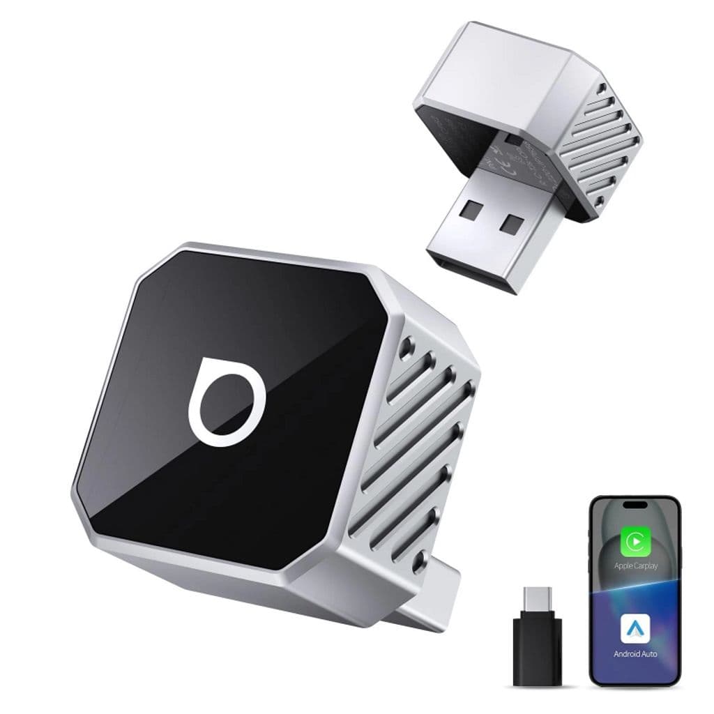 Ottocast Mini Cube trådløs CarPlay / Android Auto-adapter - sølv