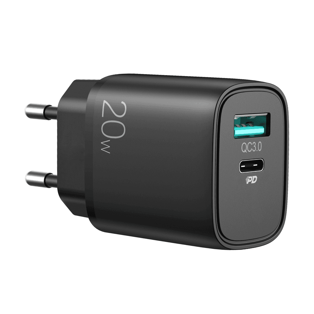 SiGN Hurtiglader USB og USB-C, PD og Q.C3.0, 3.5A, 20W - Svart