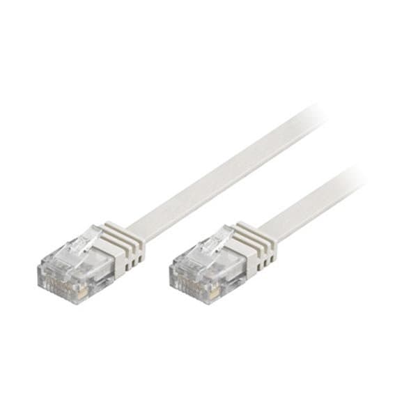Nettverkskabel UTP Cat6 patchkabel 20m, hvit, flate