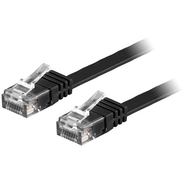 DELTACO U/UTP Cat6 patchkabel, flat, 7m, 250MHz, 7m - svart