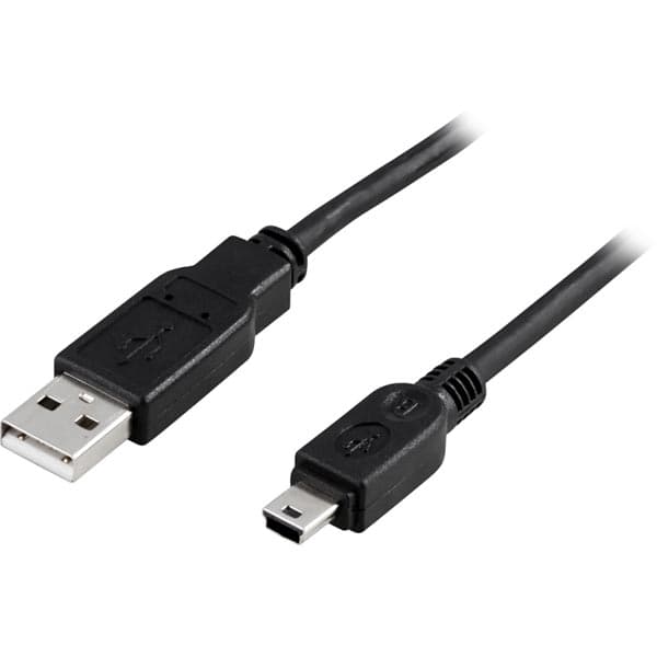 DELTACO USB 2.0 kabel Type A Hann - Type Mini B Hann 0,5m, svart