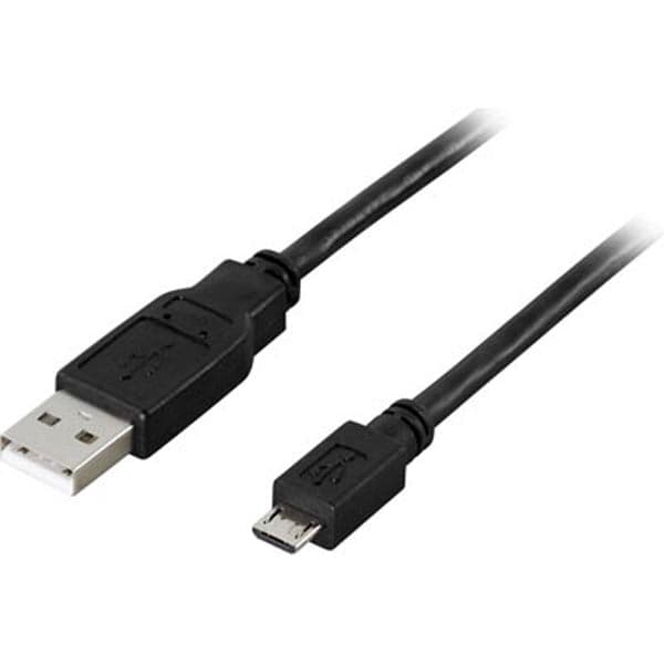 USB 2.0-kabel Type A til Micro B 5-pin, lading/data for mobil/PDA – 5m – Svart