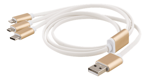 Epzi 3-i-1 Kabel Lightning/Micro/USB-C - 1 m - Gull