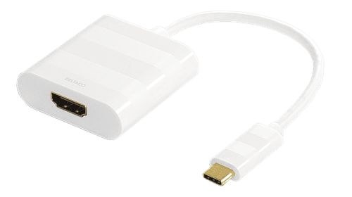 DELTACO USB-c 3.1 til HDMI-adapter, 4K, UltraHD - hvit