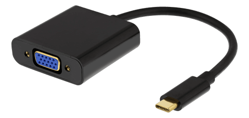 Deltaco USB-C til VGA-adapter med lyd, USB 3.1 - svart