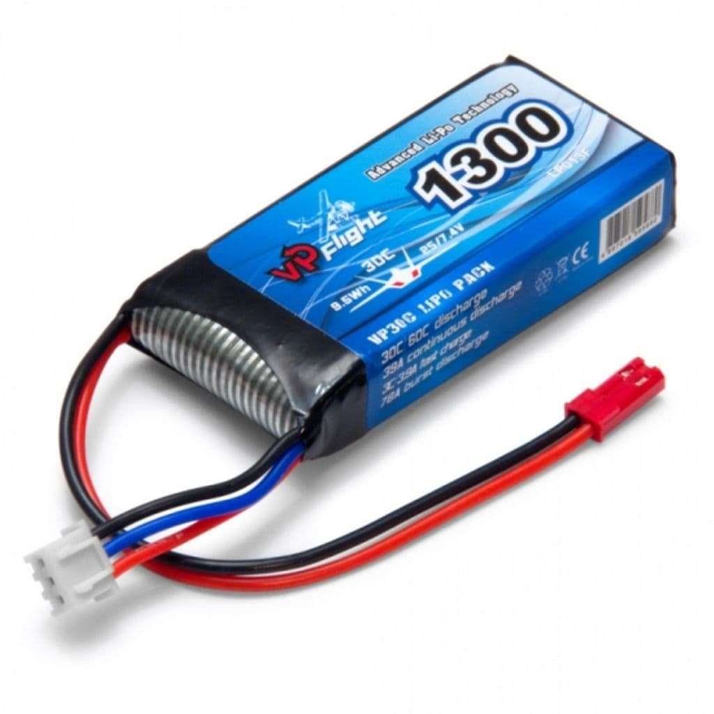 Li-Po 2S 7,4V 30C 1.300 mAh, JST-RCY (BEC)-kontakt Vapex