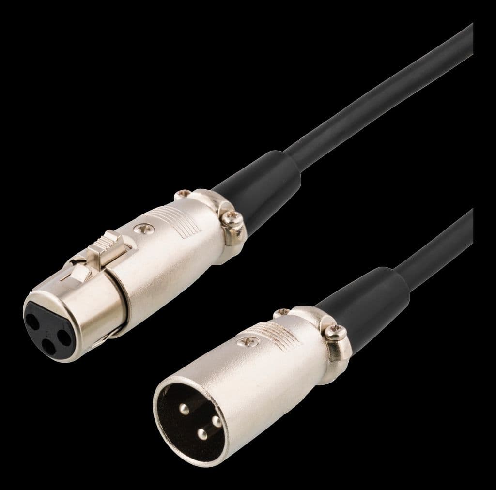 XLR lydkabel 3-pin hann til 3-pin hunn 15m – svart