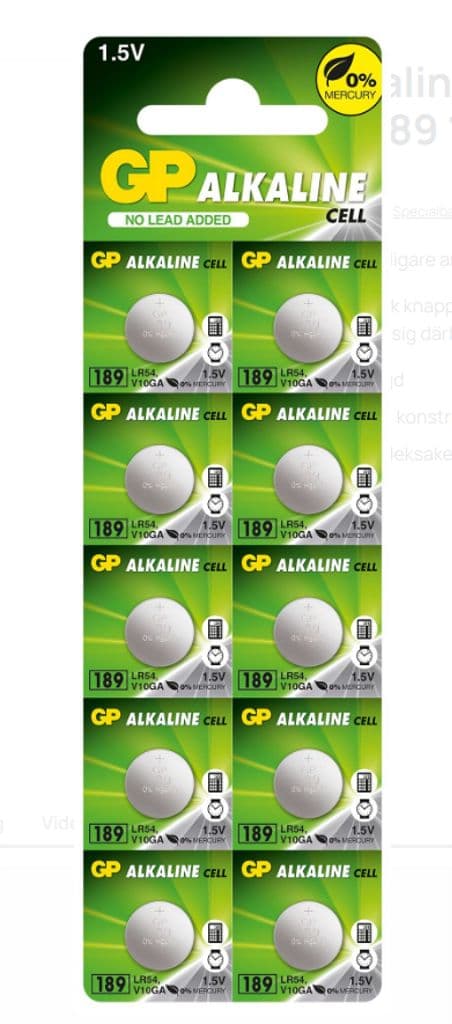 GP Alkaliske knappecellebatterier LR54/189 10-pakning
