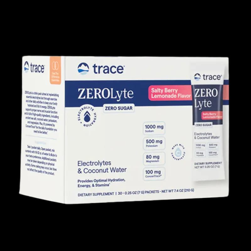 ZEROLyte Electrolyte Drink Mix Salty Berry Lemonade 30 packets Trace Minerals