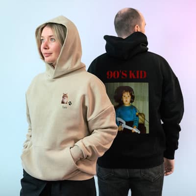 Hoodie Unisex Svart - XL - Trykk bagside | smartphoto