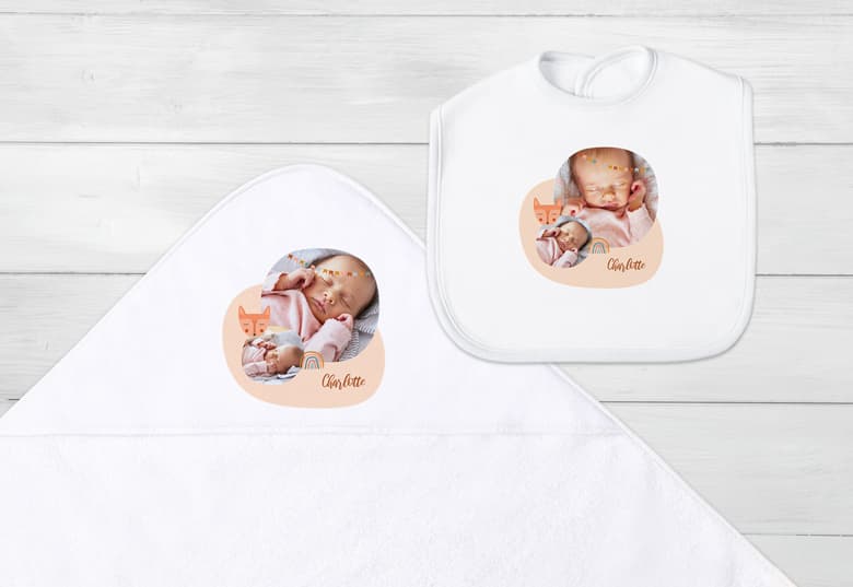 smartphoto Personlig Babysett - Håndkle med hette & Smekke