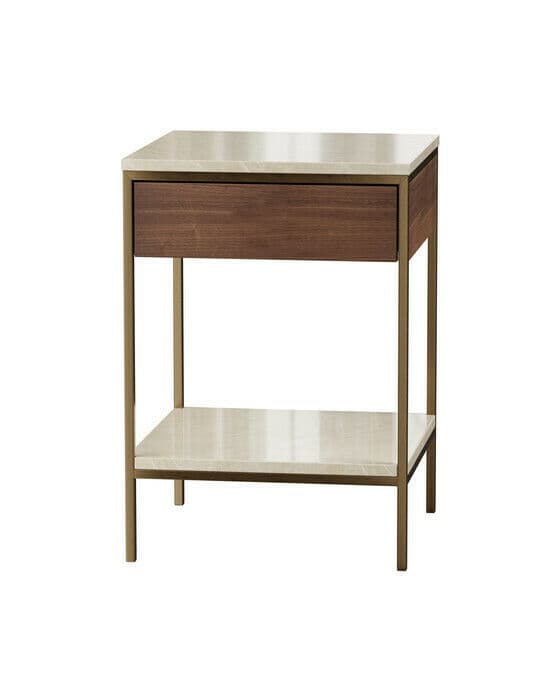 Erin sidebord messing valnøtt beige