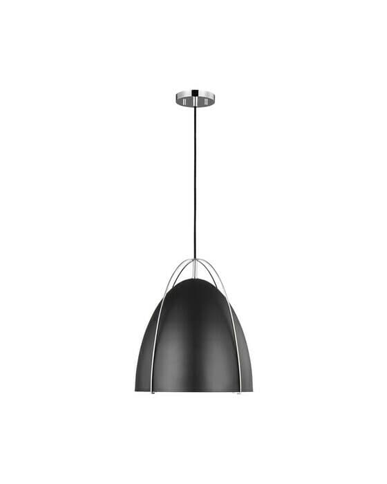 Norman One Light Pendant Chrome/Matte Black