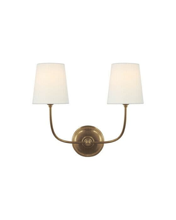 Vendome Dobbel vegglampe antikk messing