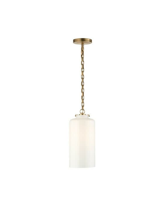 Katie Cylinder Pendant Antique Brass/White Glass