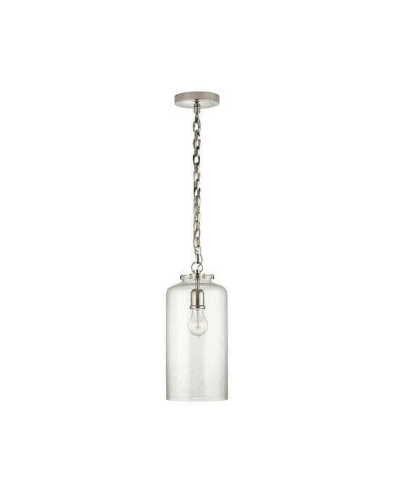 Katie Cylinder Pendant Polished Nickel/Seeded Glass