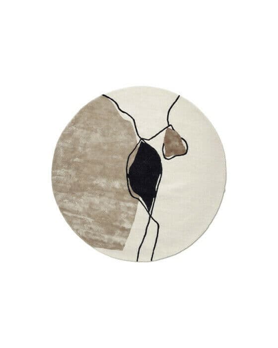 Abstract teppe rund ivory