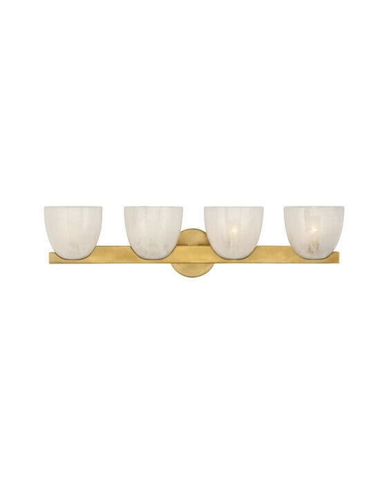 Carola 4-Light Bath Sconce Hand-Rubbed Antique Brass/White Glass