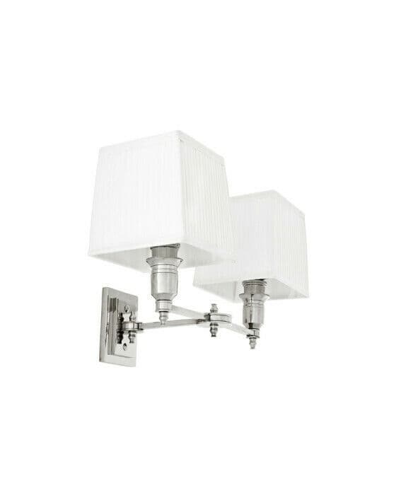 Vegglampe Lexington, dobbel nikkel/hvit