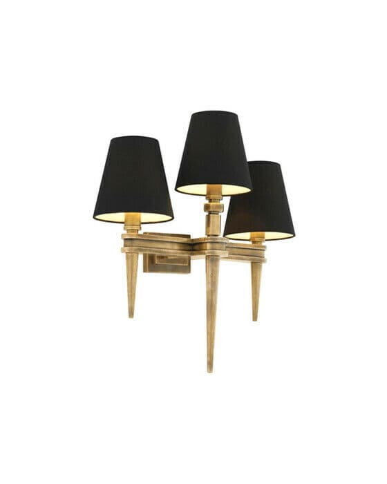 Waterloo vegglampe trippel, messing