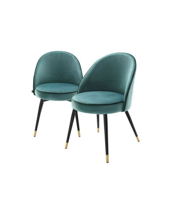 Cooper spisestol roche turquoise velvet set om 2