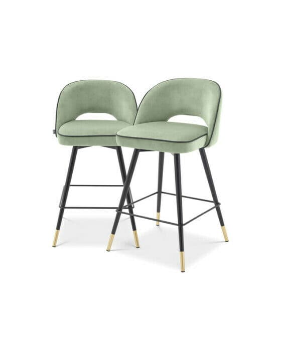 Cliff barstoler savona pistache green velvet 2-sett