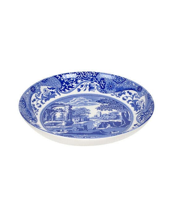 Blue Italian dyp tallerken, blå/hvit
