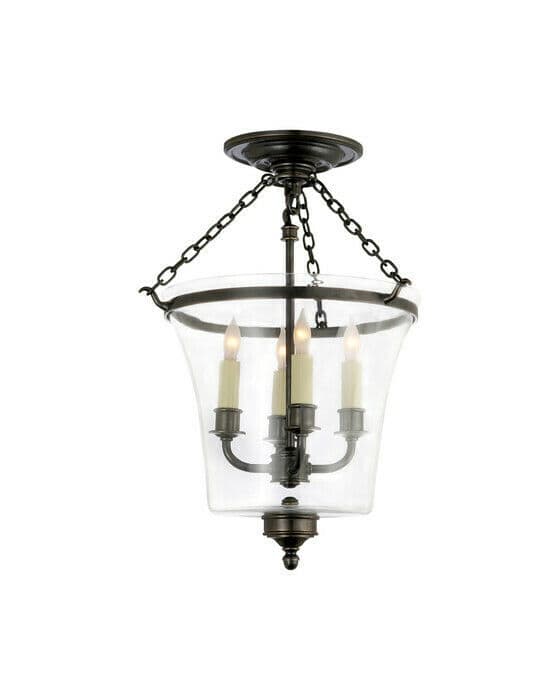 Sussex Semi-Flush Bell Jar Lantern Bronze