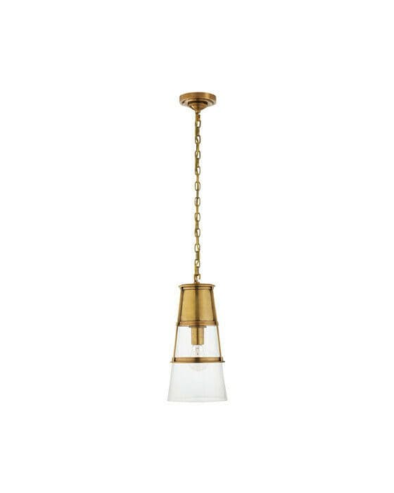 Robinson Pendant Antique Brass/Clear Glass M