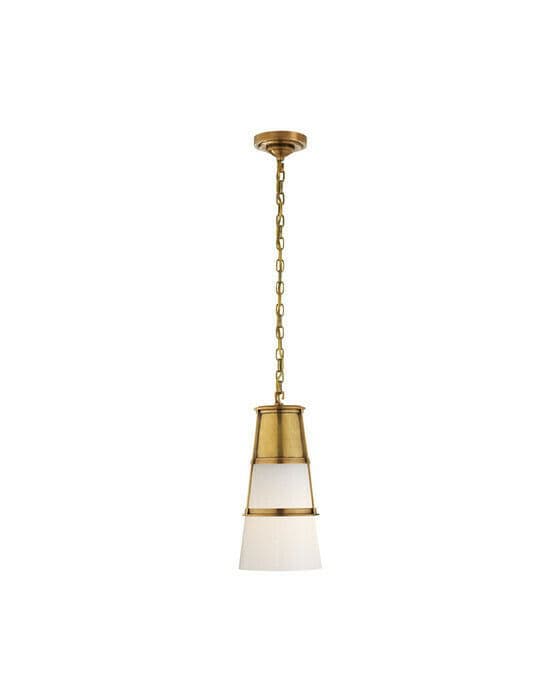 Robinson Pendant Antique Brass/White Glass M