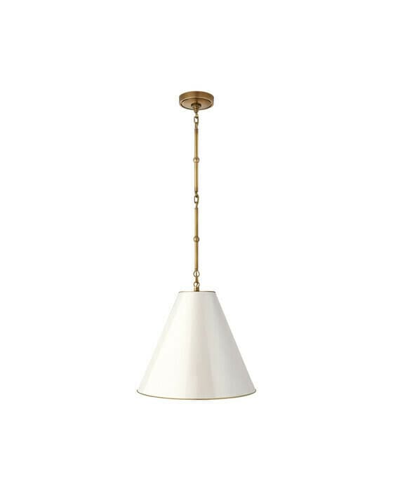 Goodman Hanging Light Antique Brass/Antique White Small