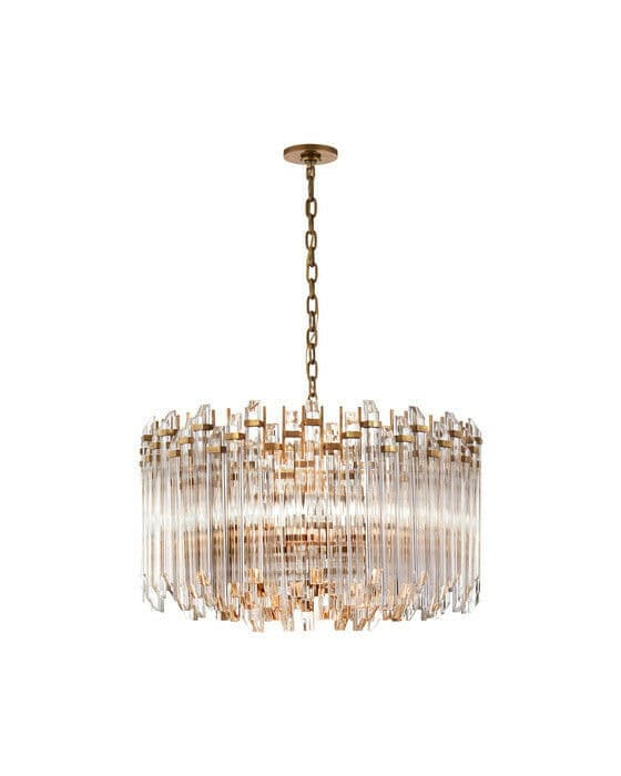 Adele Large Wide Drum Chandelier Antique Brass