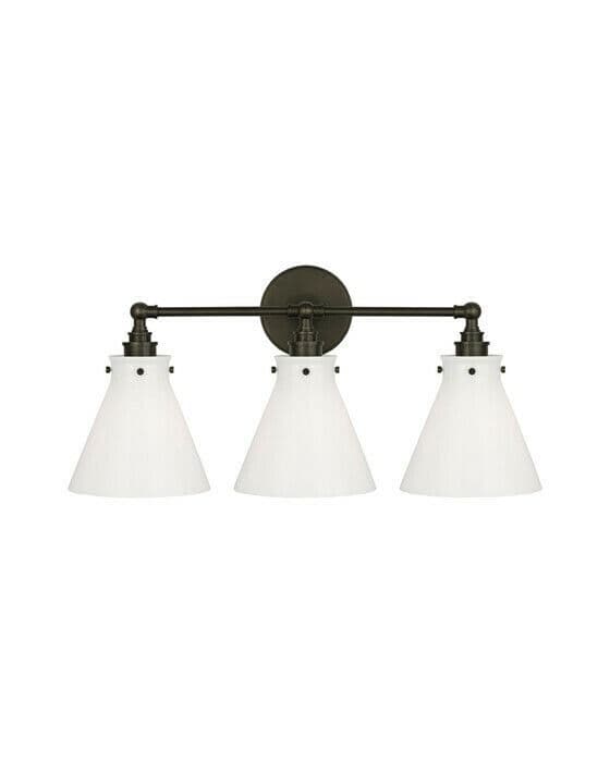 Parkington 24" Three Light Bath Bar Bronze/White glass