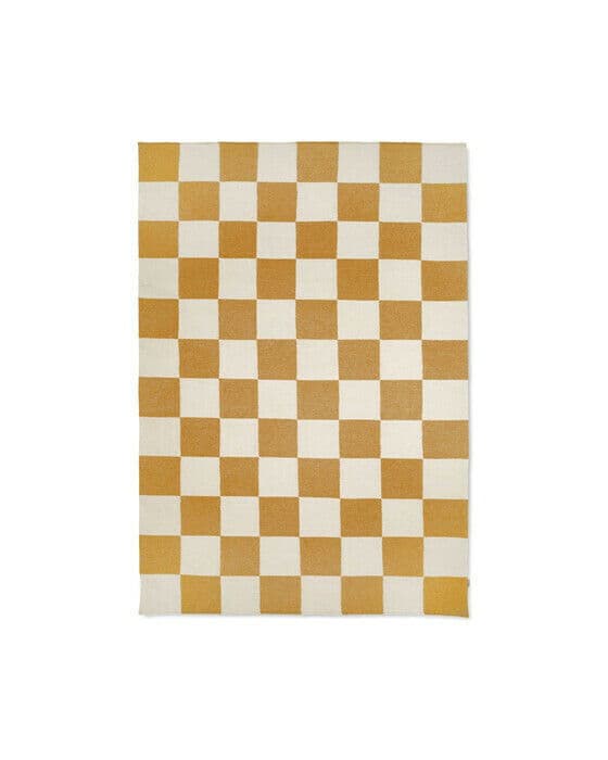 Square teppe hvit/gul