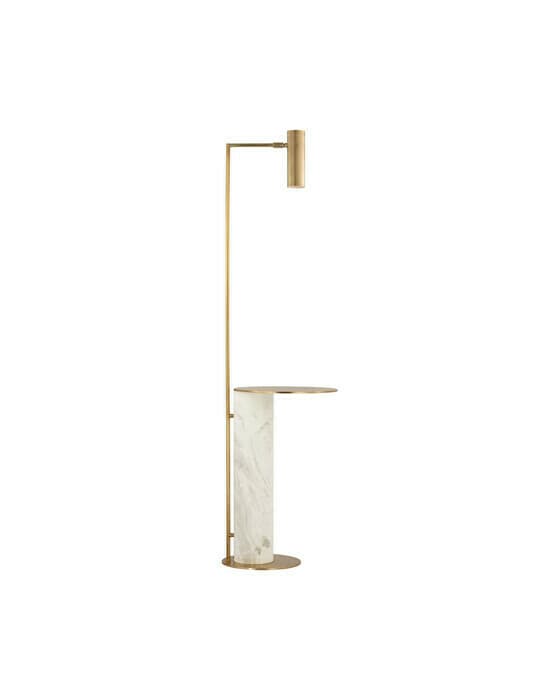 Alma Tray Table Floor Lamp Brass/White