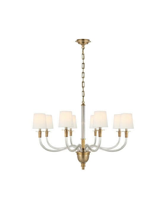 Vivian One-Tier Chandelier Antique Brass/Linen Large