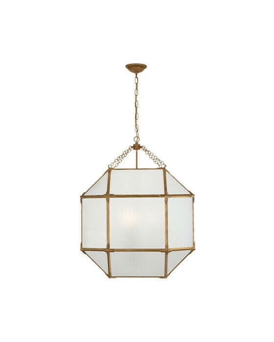 Morris Lantern Gilded Iron/Frosted Glass Large