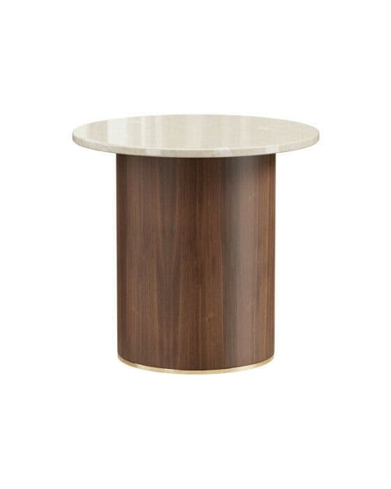 Delano sidebord rund valnøtt beige