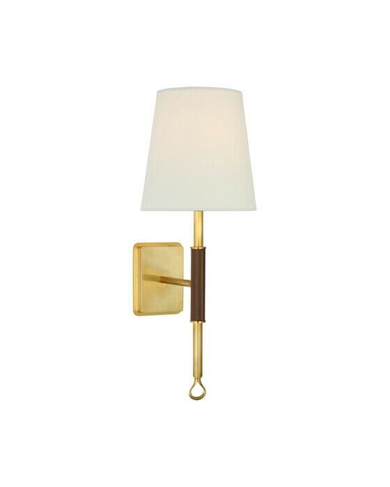 Griffin Sconce Antique Brass and Saddle Leather