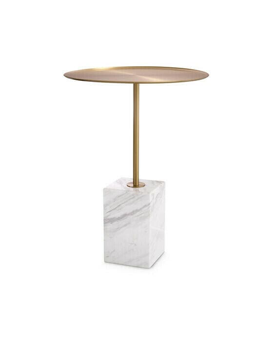 Cole Side Table brass/white