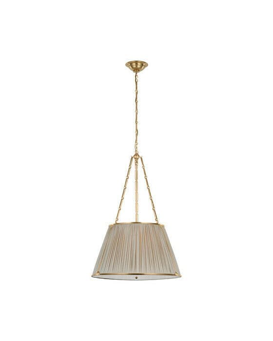 Allister 21" Hanging Shade Antique Brass/Champagne Silk Pleated Shade
