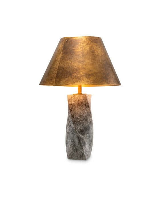 Camelia bordlampe antikk messing / grå
