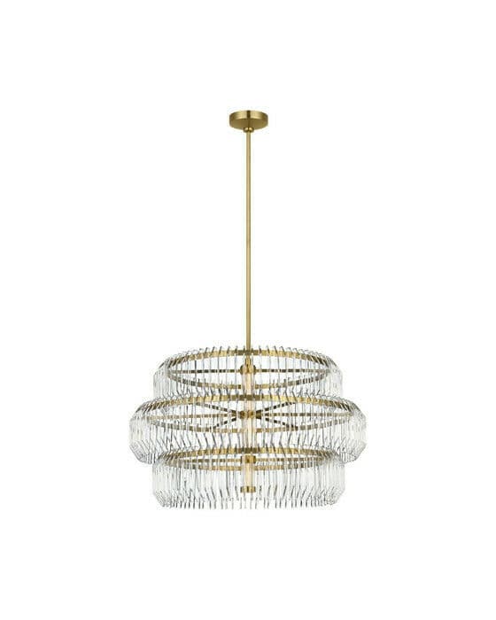 Killarney 32" Layered Drum Chandelier Brass
