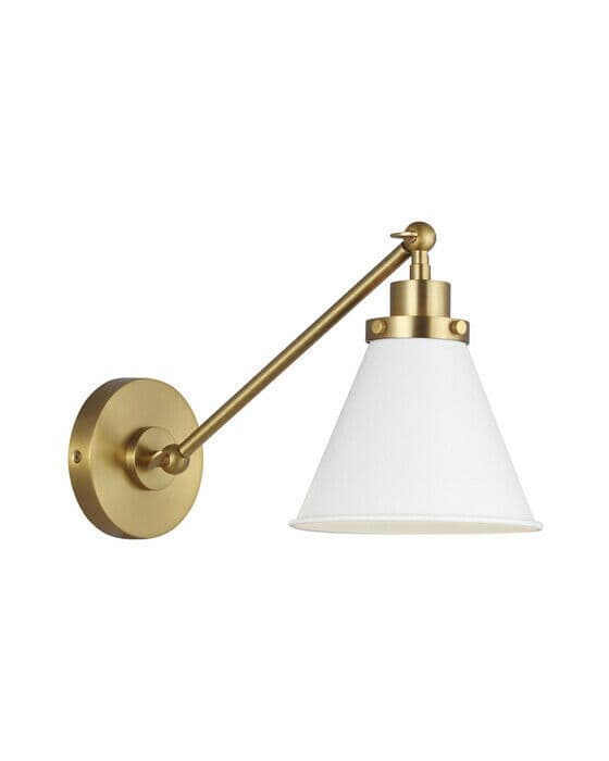 Wellfleet Single Arm Cone Task Sconce Matte White/Brass